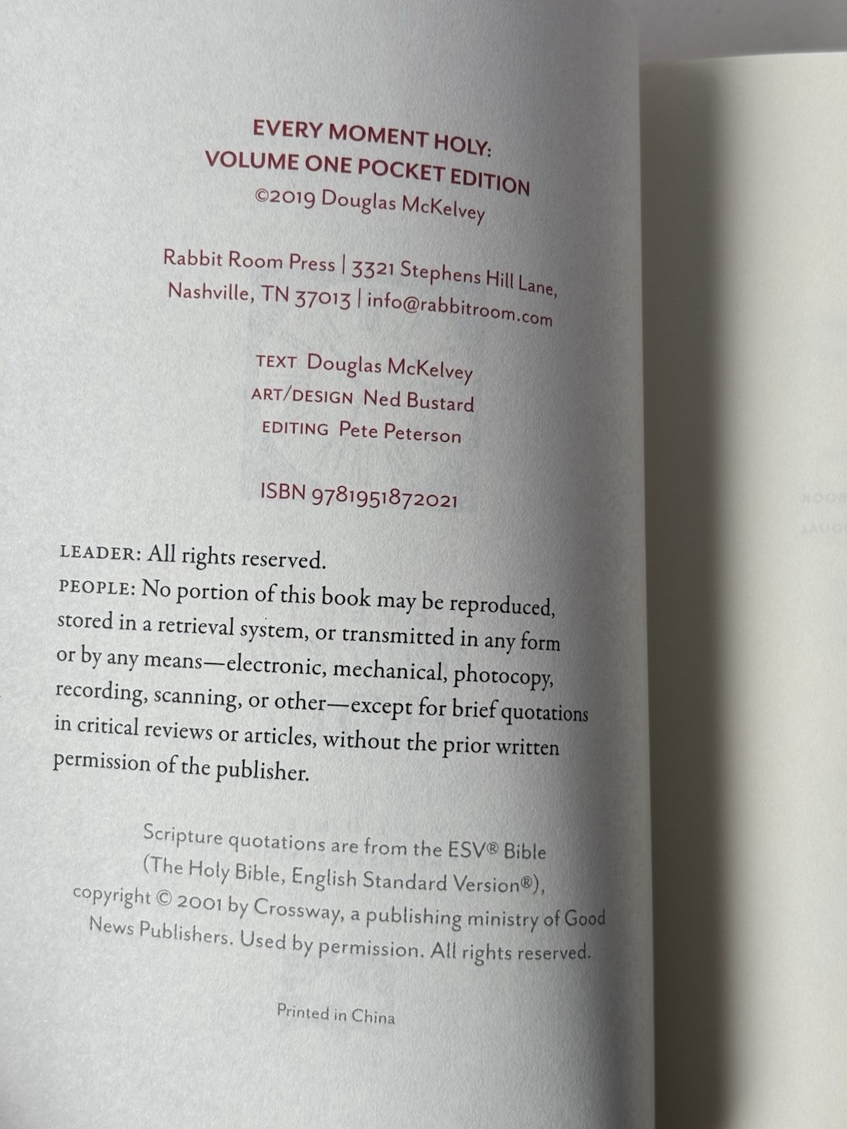 Every Moment Holy Volume One Pocket Edition Douglas McKelvey Rabbit Room Press
