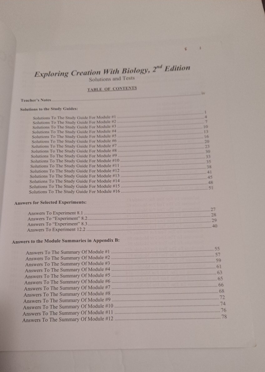 Exploring Creation with Biology Test and Solution Manual Homeschooling