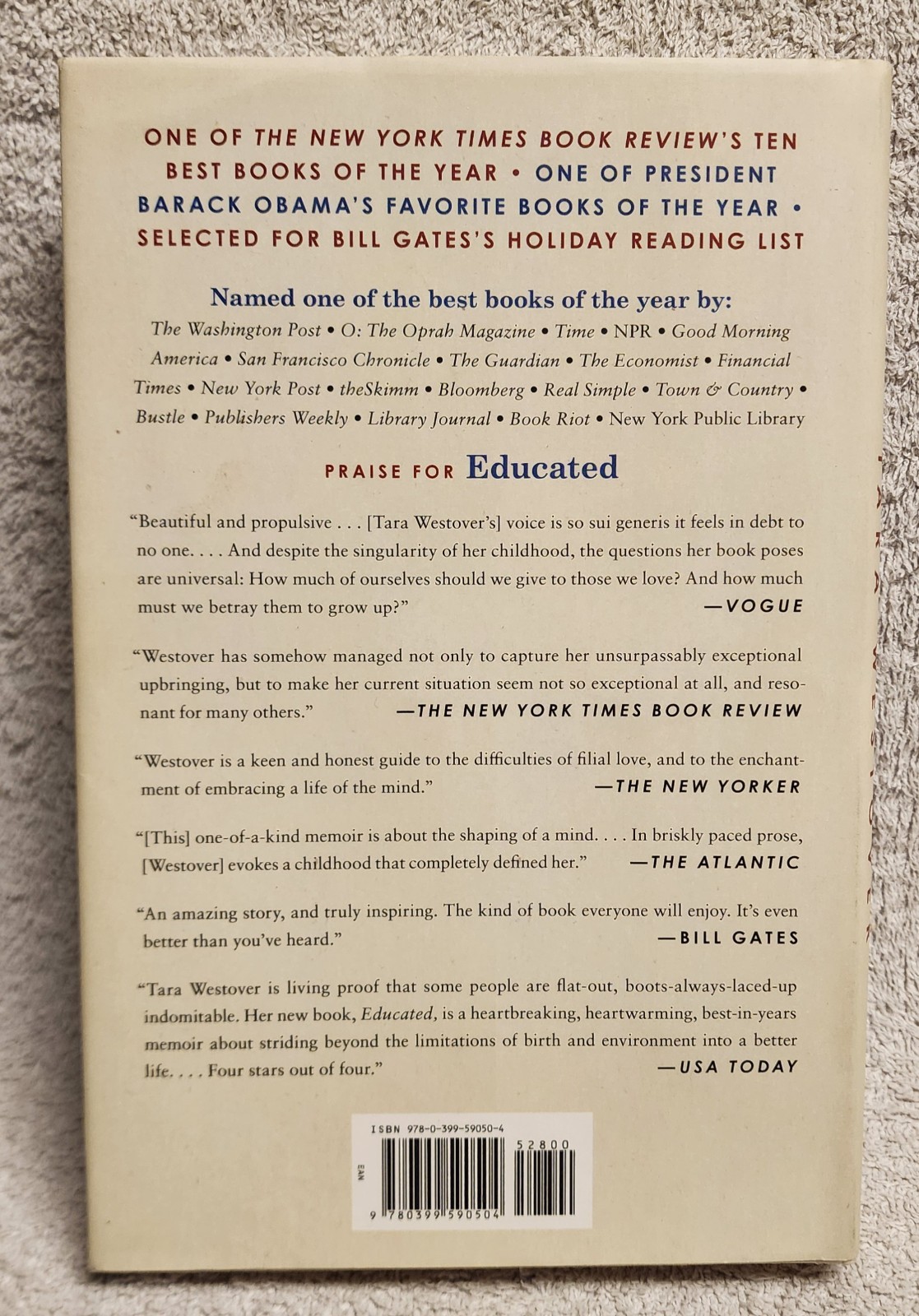 Educated A Memoir by Tara Westover 2018 Hardcover HCDJ Mint Condition