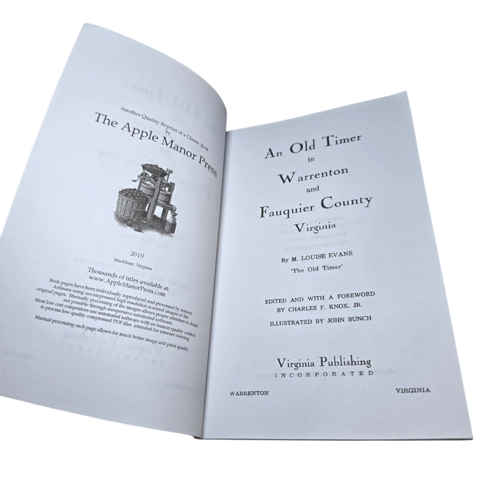 An Old Timer in Warrenton and Fauquier County Virginia Reprint M Louise Evans