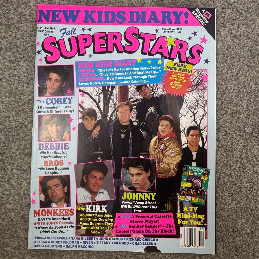 Superstars Magazines Fall 1989 & Winter 1989-90 NKOTB Haim Gibson Depp & Savage