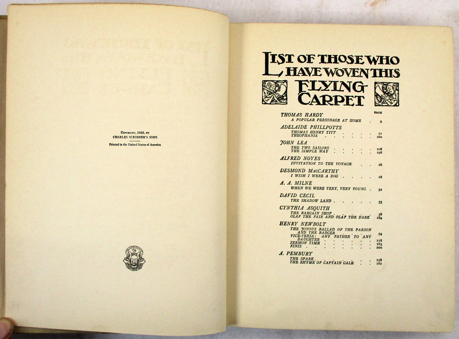 “The Flying Carpet” Cynthia Asquith 1925 Illustrated HC Charles Scribner’s Sons