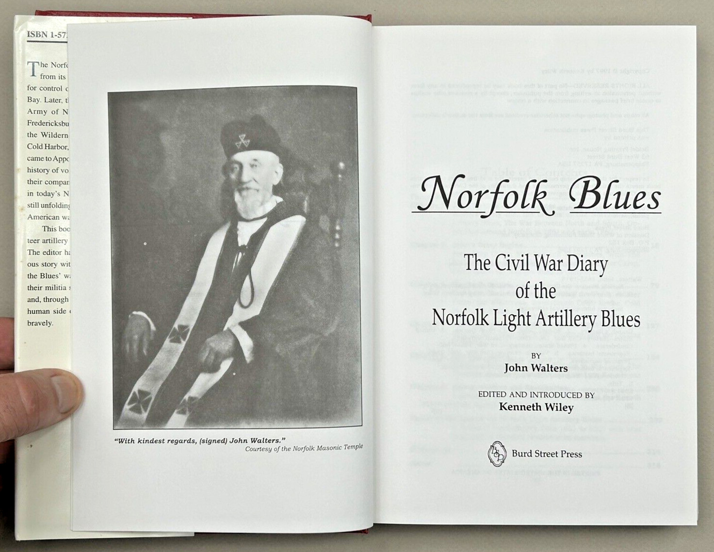 Civil War Diary Norfolk Light Artillery Blues Hardcover DJ 1st Illustrated 326pg