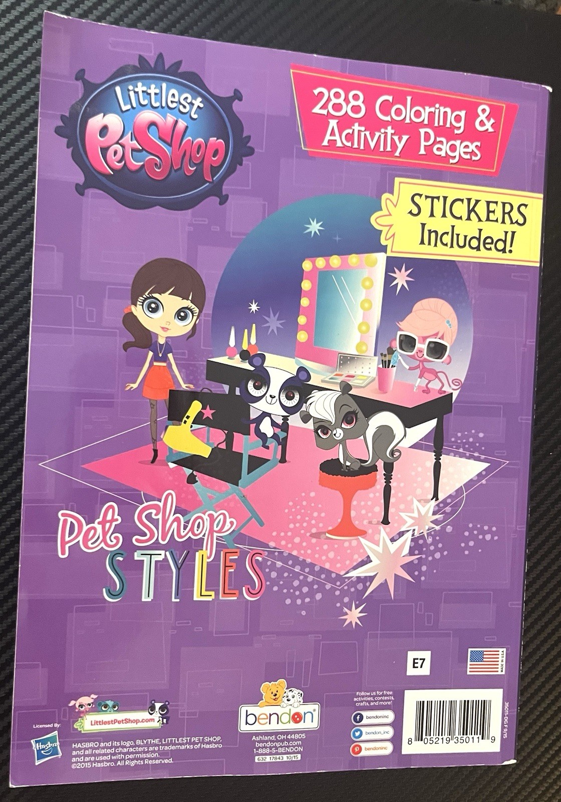 2015 Littlest Pet Shop Styles Coloring & Activity Book + Stickers 288 Pages New