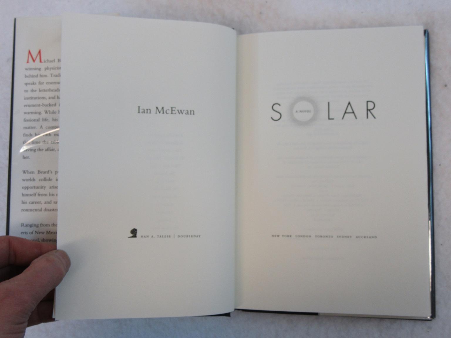 SIGNED Ian McEwan SOLAR 2010 Nan A. Talese, NY FIRST EDITION
