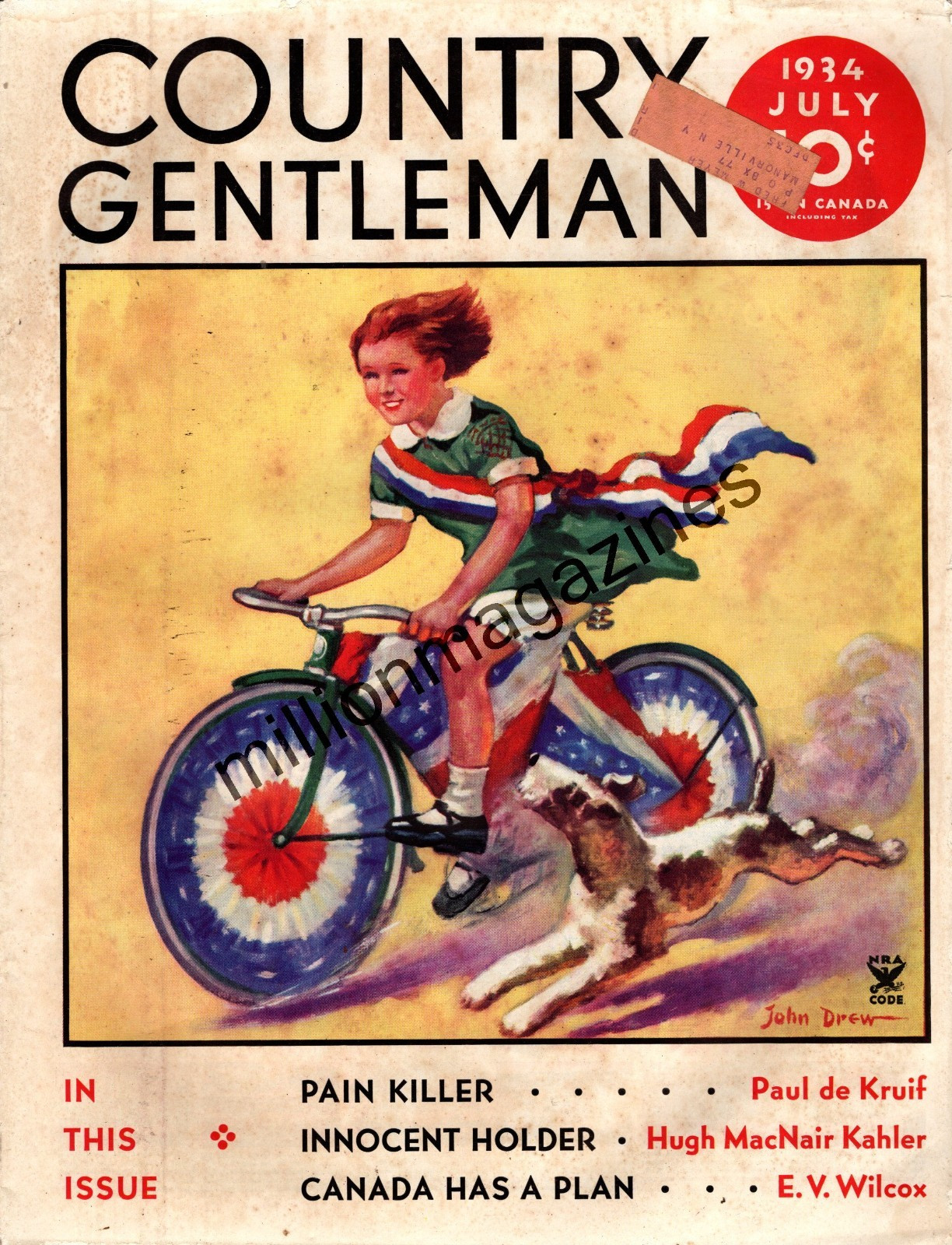 1934 Country Gentleman July – Patriotic Bicycle and the Fox Terrier; Canada