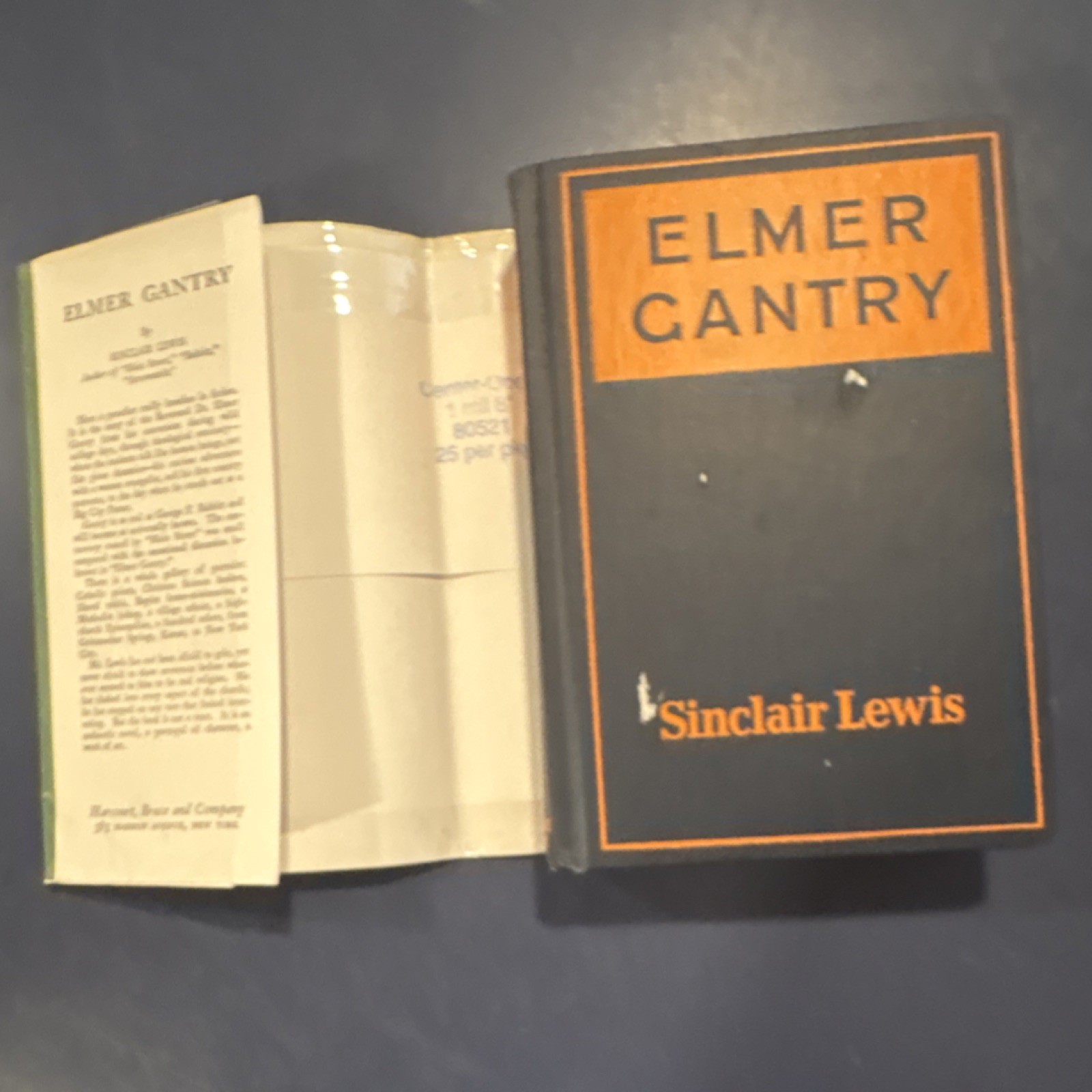 Sinclair Lewis Elmer Gantry Hardcover Harcourt Brace Dust Jacket 1927