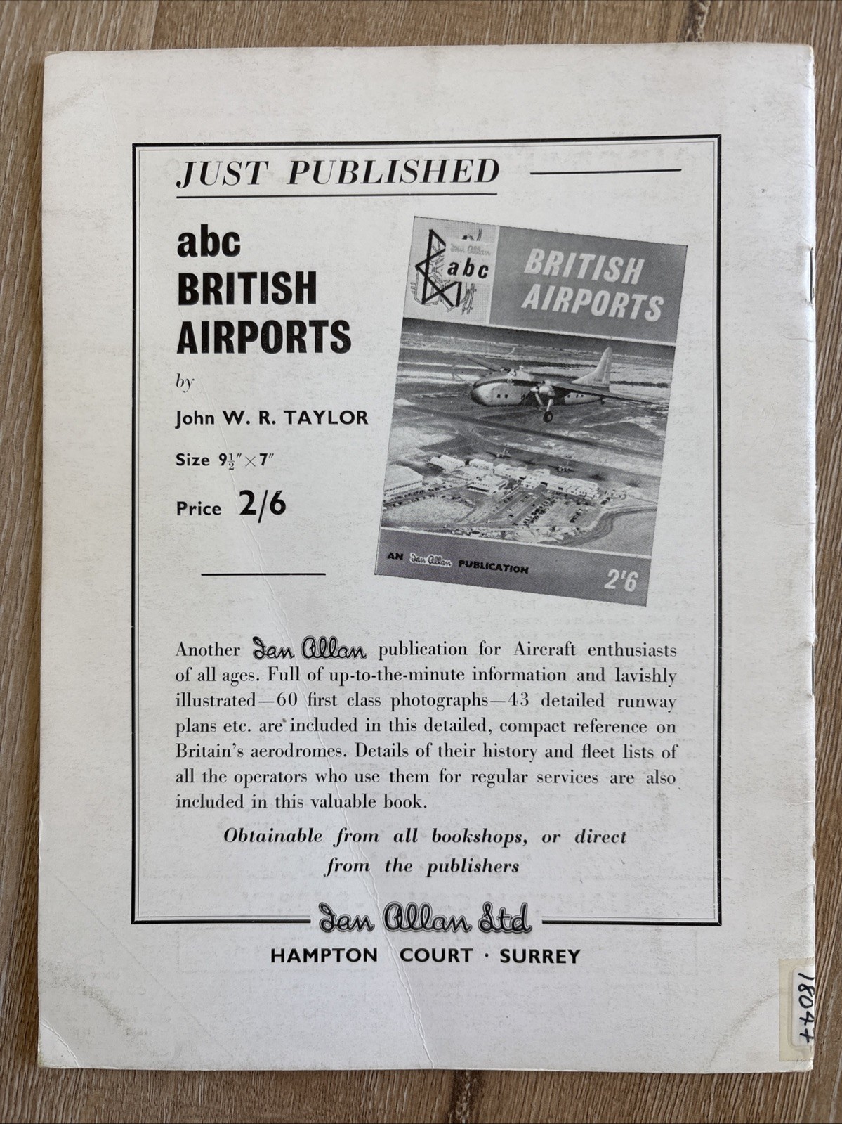 U.S. MILITARY AIRCRAFT John W.R. Taylor 1959 PB Ian Allan ABC UK Vintage