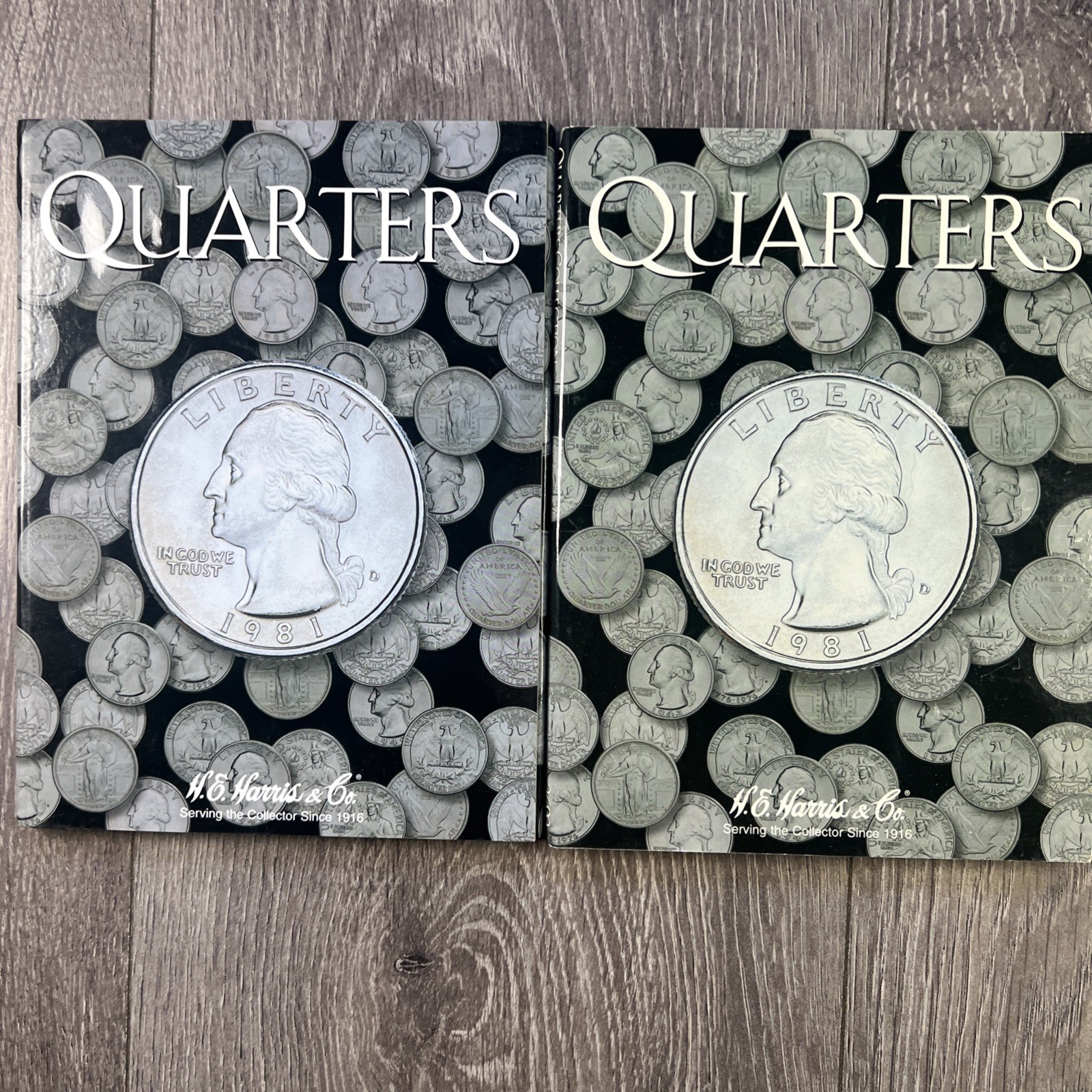 2 H.E. Harris Quarters 25 Cent Coin Folder Book | 8″ No Dates Washington