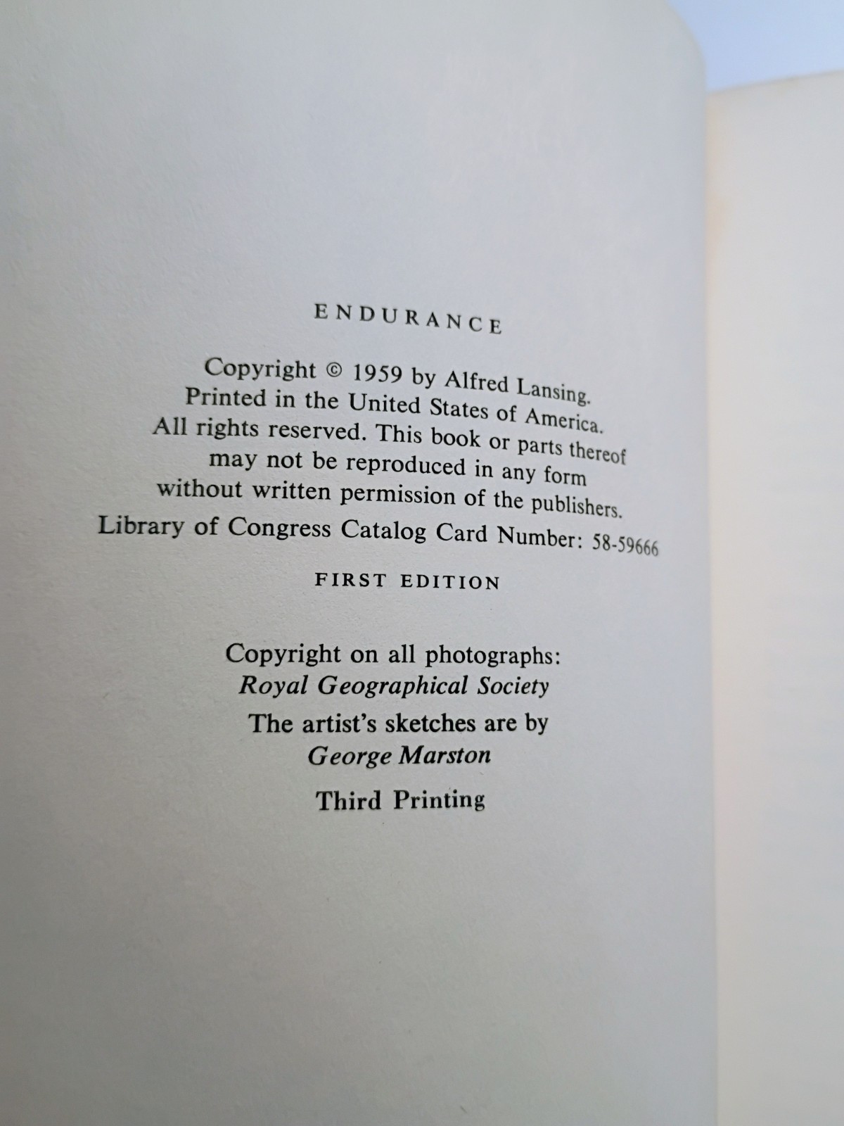 Endurance Shackleton’s Incredible Voyage – Alfred Lansing 1st Ed Third Print