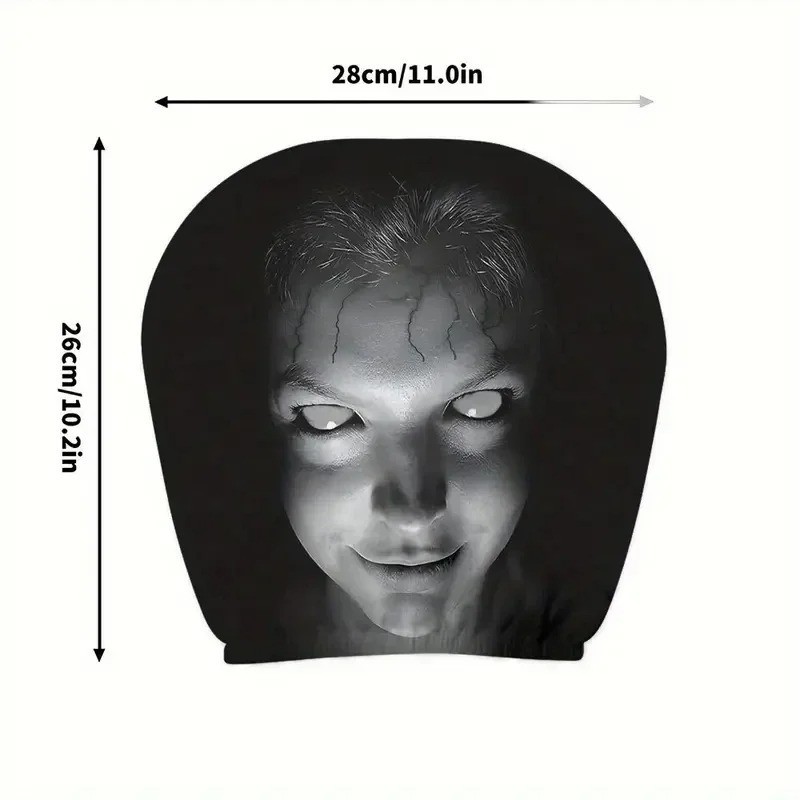 2pcs Ghost Face Headrest Covers,Scary Face Printing Auto Seat Universal Elastic