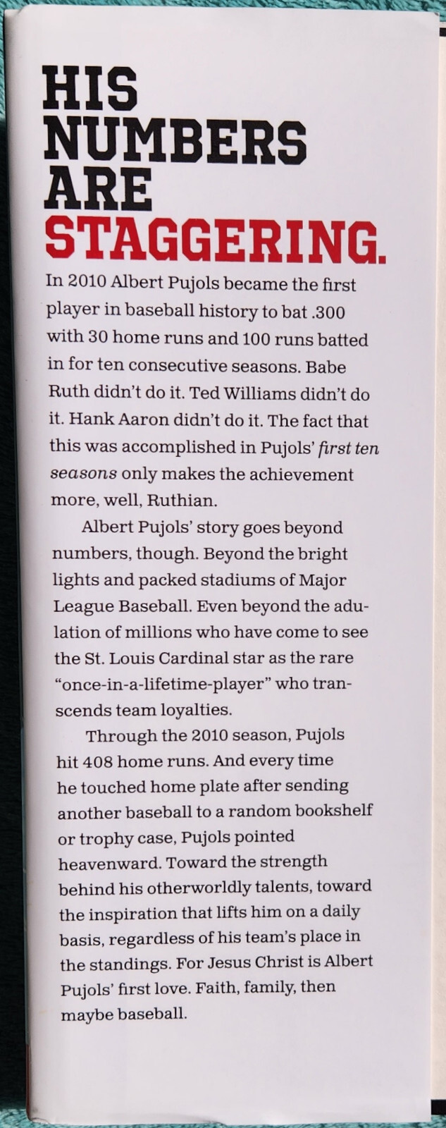 Albert Pujols More Than The Game By Scott Lamb 2011 Hardcover 258 Pages