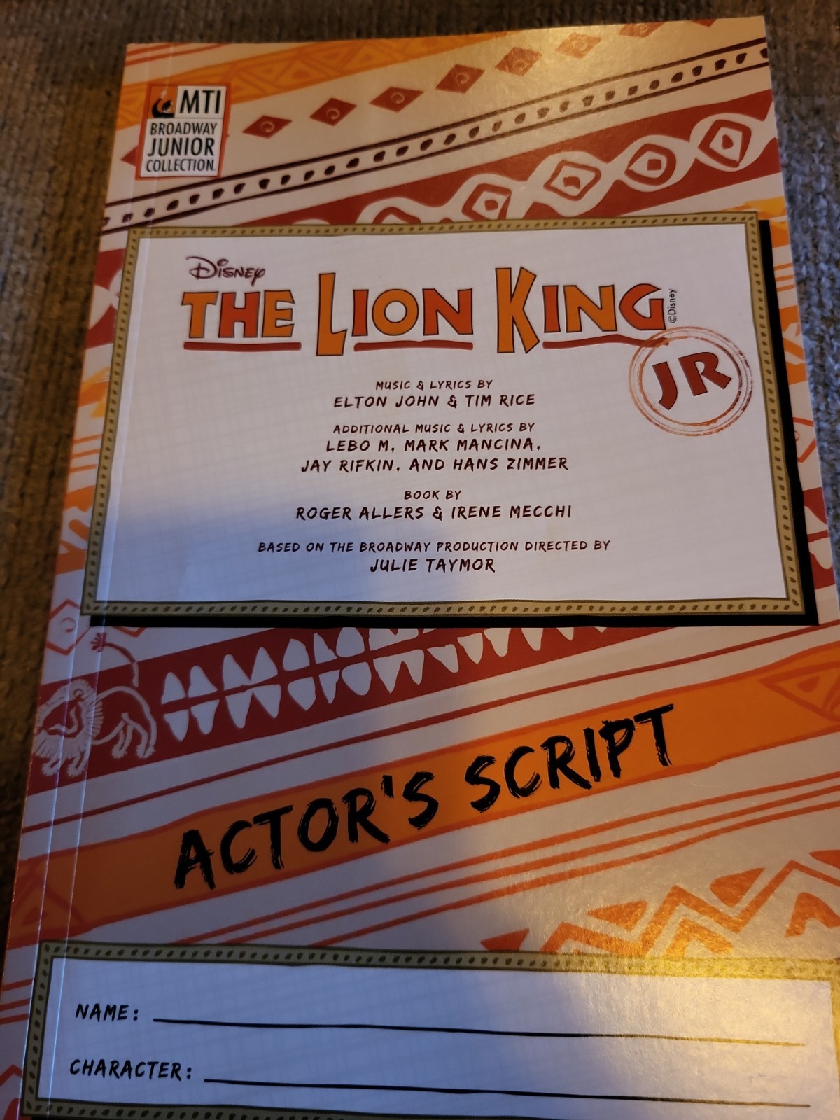 MTI Broadway Junior, The Lion King Jr Actor’s Script