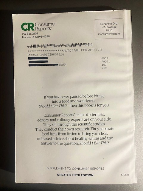 Should I Eat This? Consumer Reports – Updated 5th Edition – 220 Pages Like New