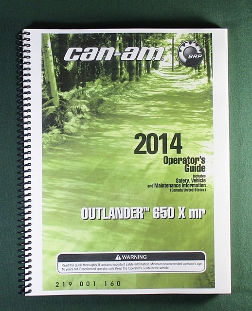 2014 Can-Am Outlander 650X mr Owner’s Manual: 148 Pages & Protective Covers
