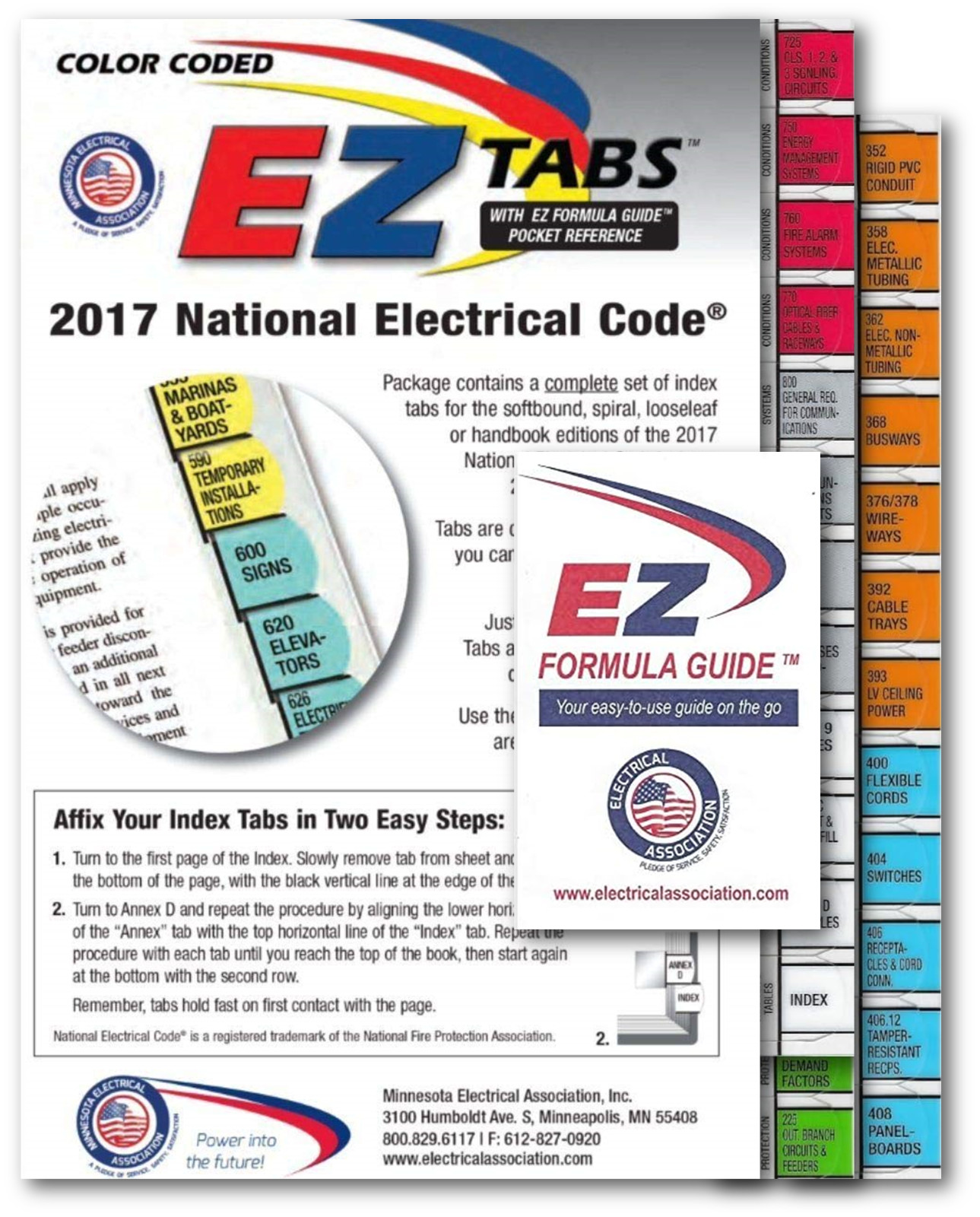 Color Coded EZ Tabs With EZ Formula Guide Based on 2017 NEC Code – 96 Tabs