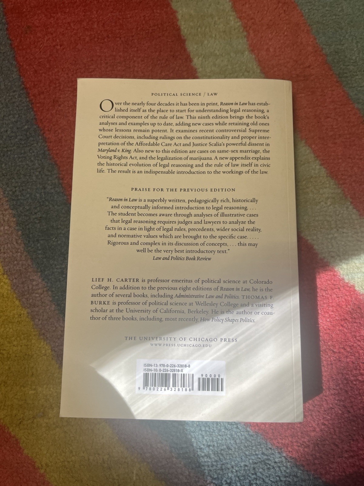 Reason in Law : Ninth Edition by Lief H. Carter (2016, Trade Paperback)