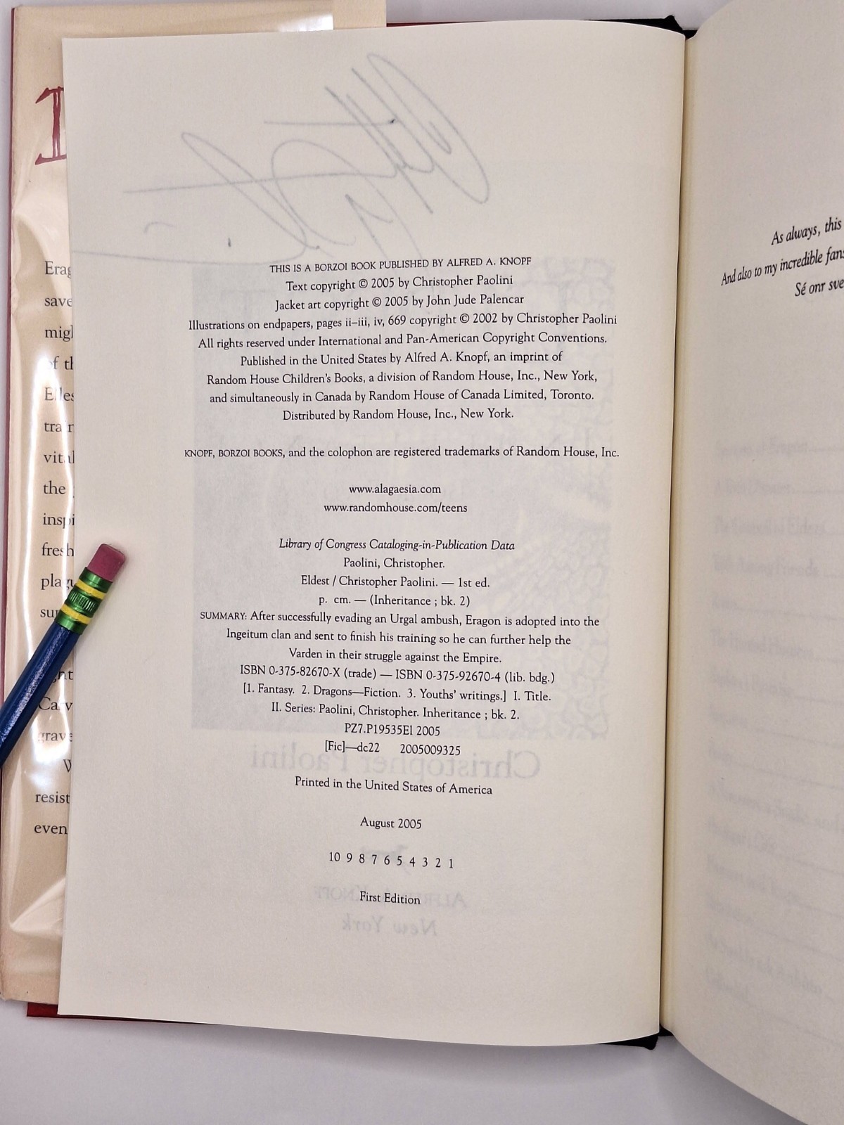SIGNED~Eldest by Christopher Paolini, 1st Edition 1st Printing HCDJ