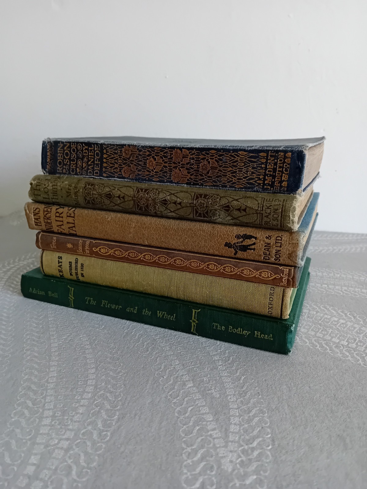 Bundle of 6 Vintage Blue/Green/Brown Hardbacks – Shelf Decoration – All As Shown