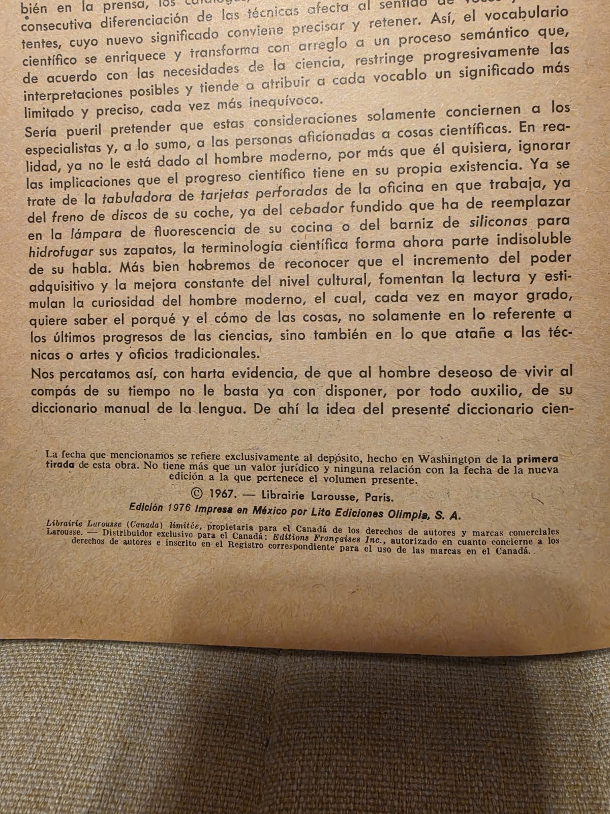 Larousse Tecnico 1975 Dictionary