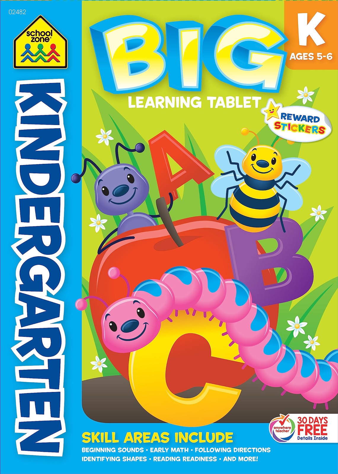 School Zone Kindergarten Big Learning Tablet Workbook: 240 Pages, Stickers, …