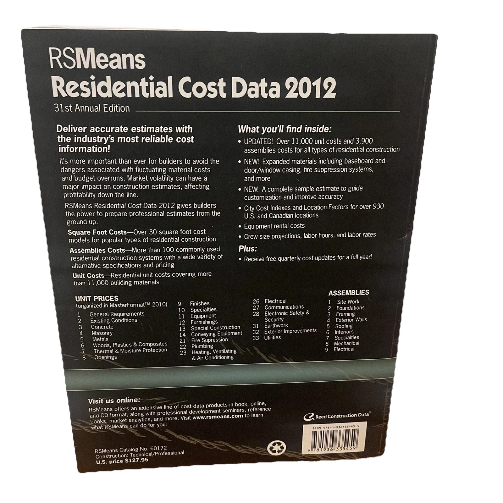 Square Foot Costs With Rsmeans Data – Paperback By R S Means Co – GOOD 2012