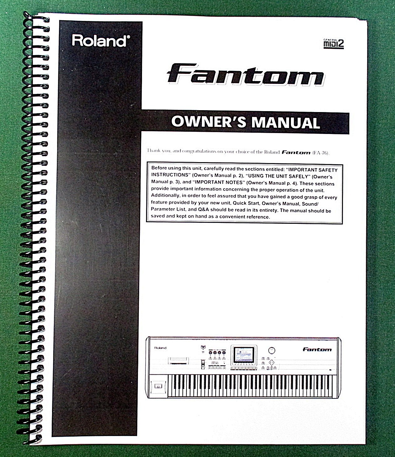 Roland Fantom Owner’s Instruction Manual: 214 Pages & Protective Covers!