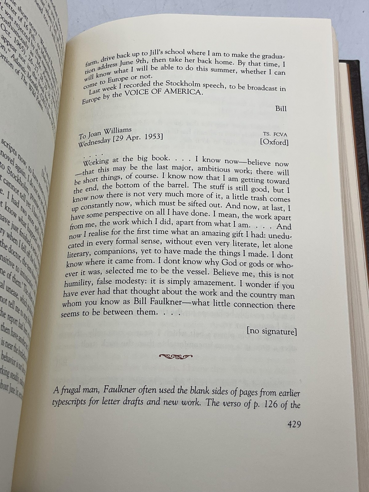 Selected Letters Of William Faulkner Franklin Library 1976 Leather Brown First e