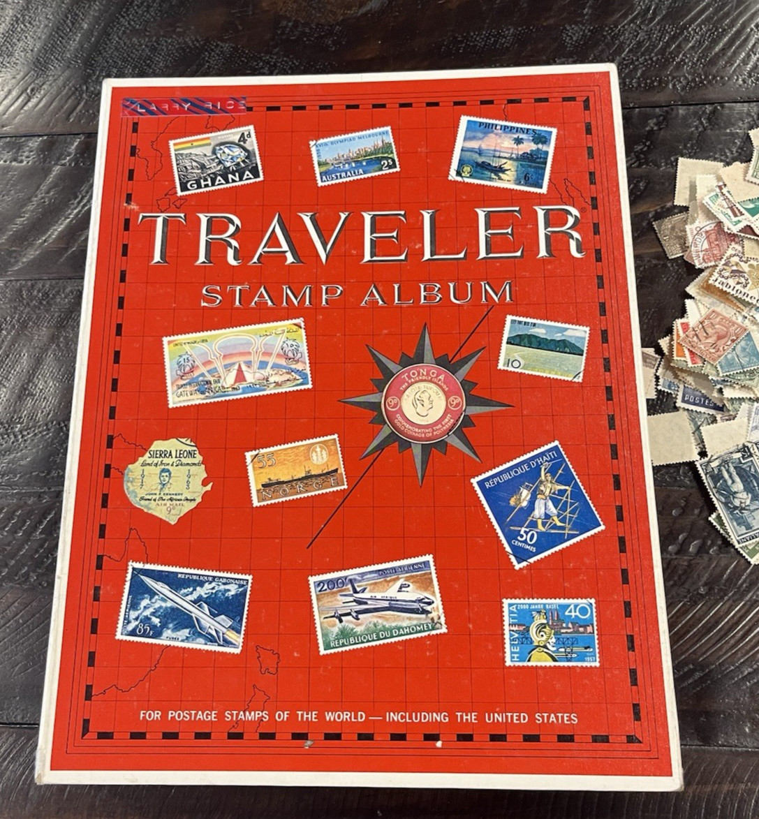 1974 H. E. Harris Traveler Stamp Album Postage Stamps of the World 2,000+ Stamps