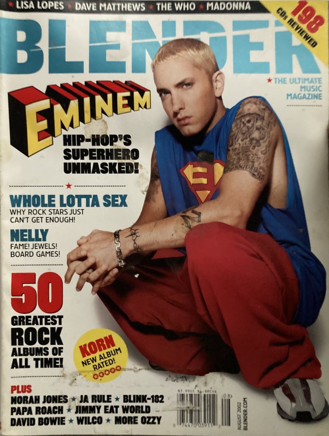 EMINEM August 2002 BLENDER Magazine MADONNA / THE WHO / BOWIE / WILCO / OZZY