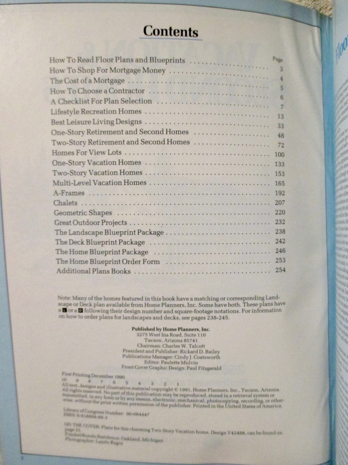 1991 Home Planners VACATION & SECOND HOMES plan book 258 designs Architecture