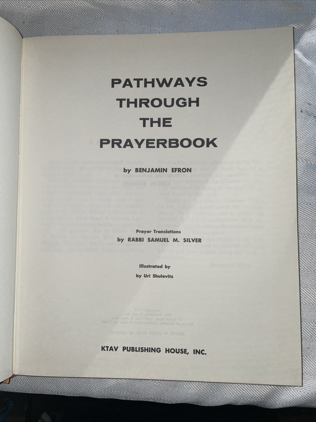 Pathways Through The Prayerbook By Benjamin Efron HC 1962 Vintage Judaica Book