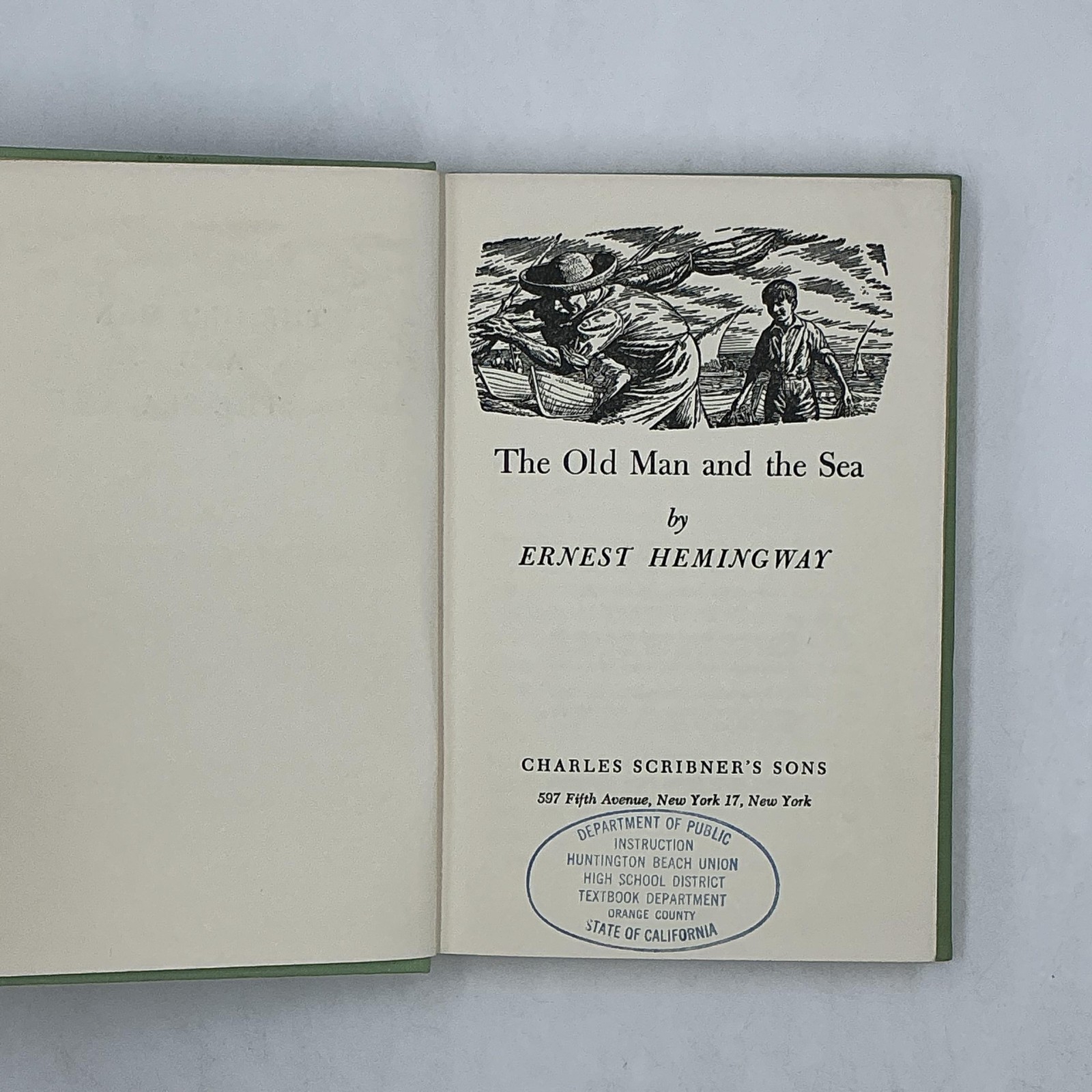 THE OLD MAN AND THE SEA Ernest Hemingway 1952 HC Charles Scribner’s Sons Green