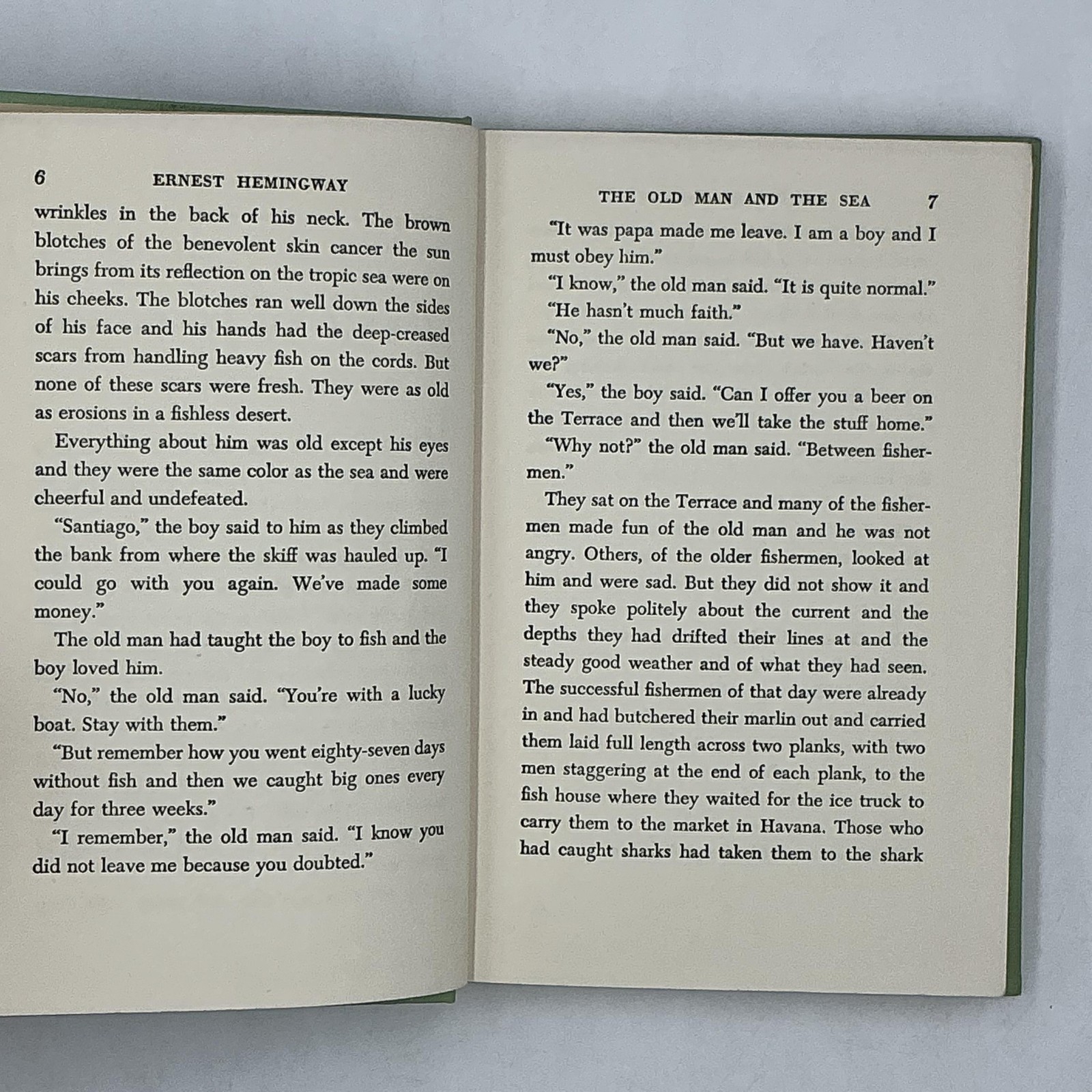 THE OLD MAN AND THE SEA Ernest Hemingway 1952 HC Charles Scribner’s Sons Green