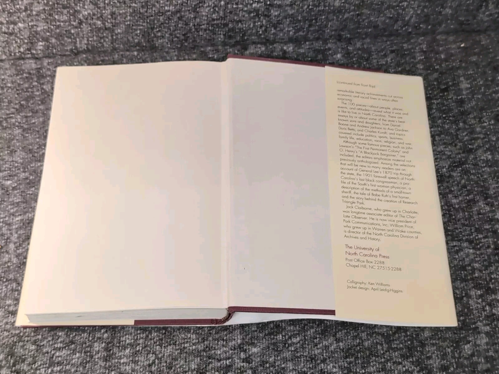Discovering North Carolina : A Tar Heel Reader by William Price – Signed