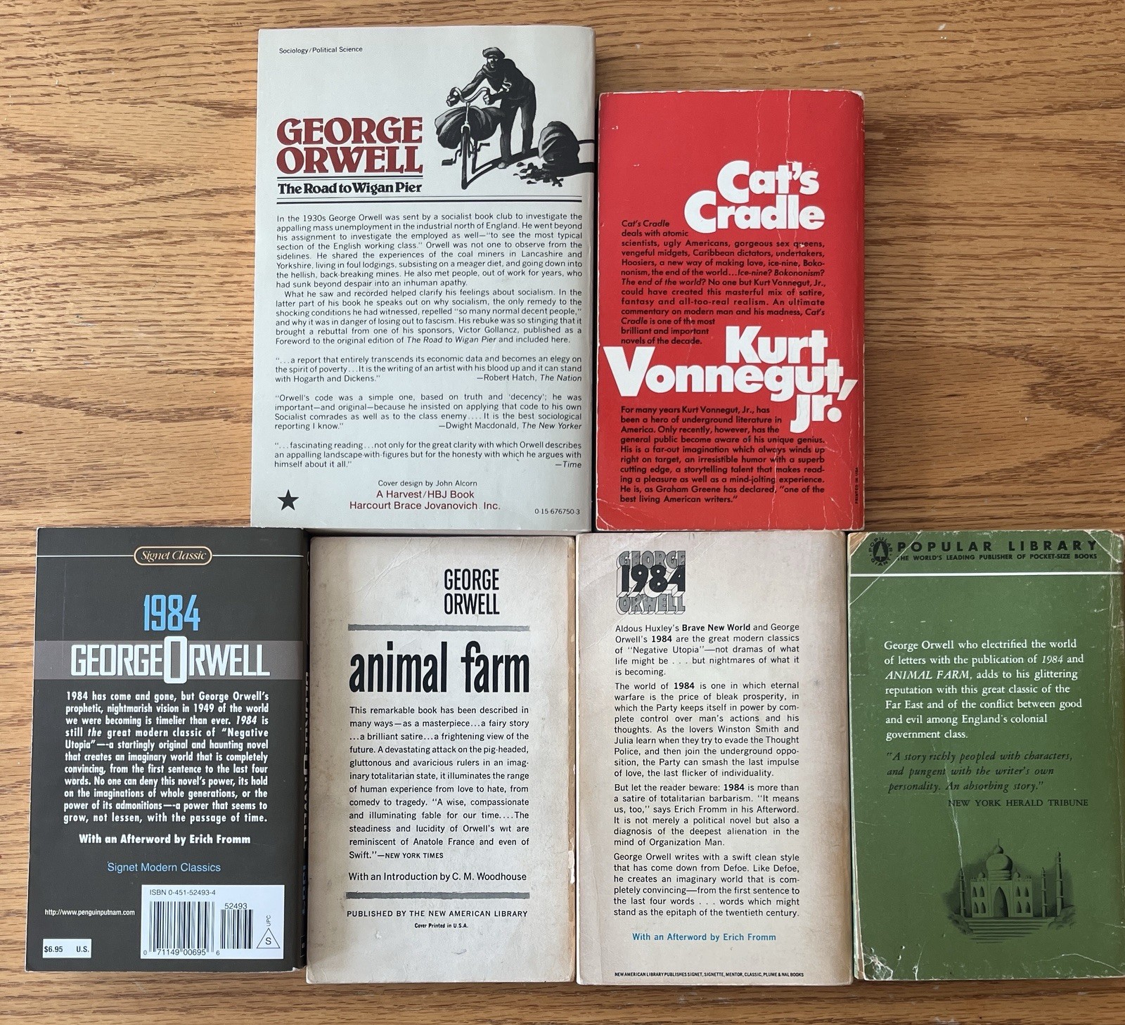Vintage George Orwell PB Lot of 5 PLUS 2 Kurt Vonnegut Jr. PB