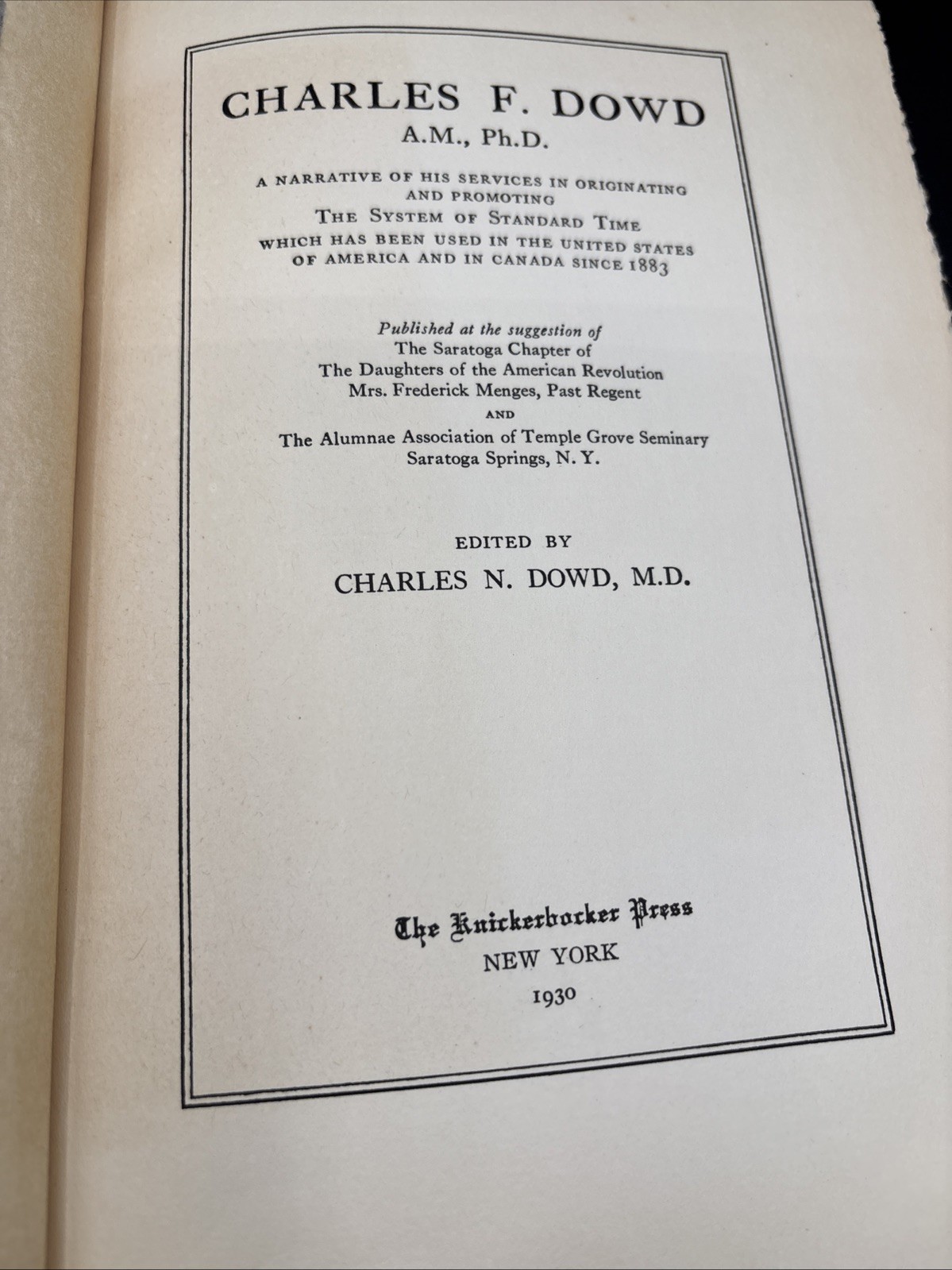 1930 Charles Dowd & Standard Time 1st Ed. Knickerbocker Railroad Time Zones
