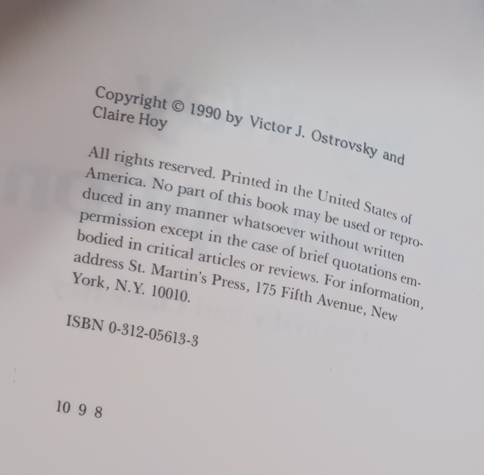 By Way of Deception by Claire Hoy and Victor Ostrovsky (good used hardcover)