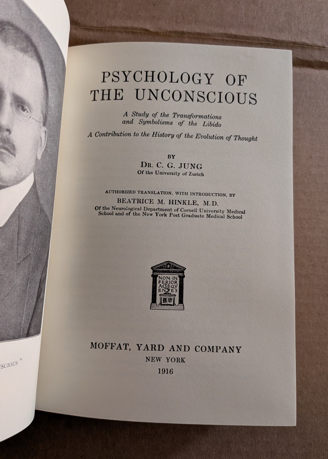 PSYCHOLOGY OF THE UNCONSCIOUS Carl G. Jung 1993 Classics of Psychiatry Library