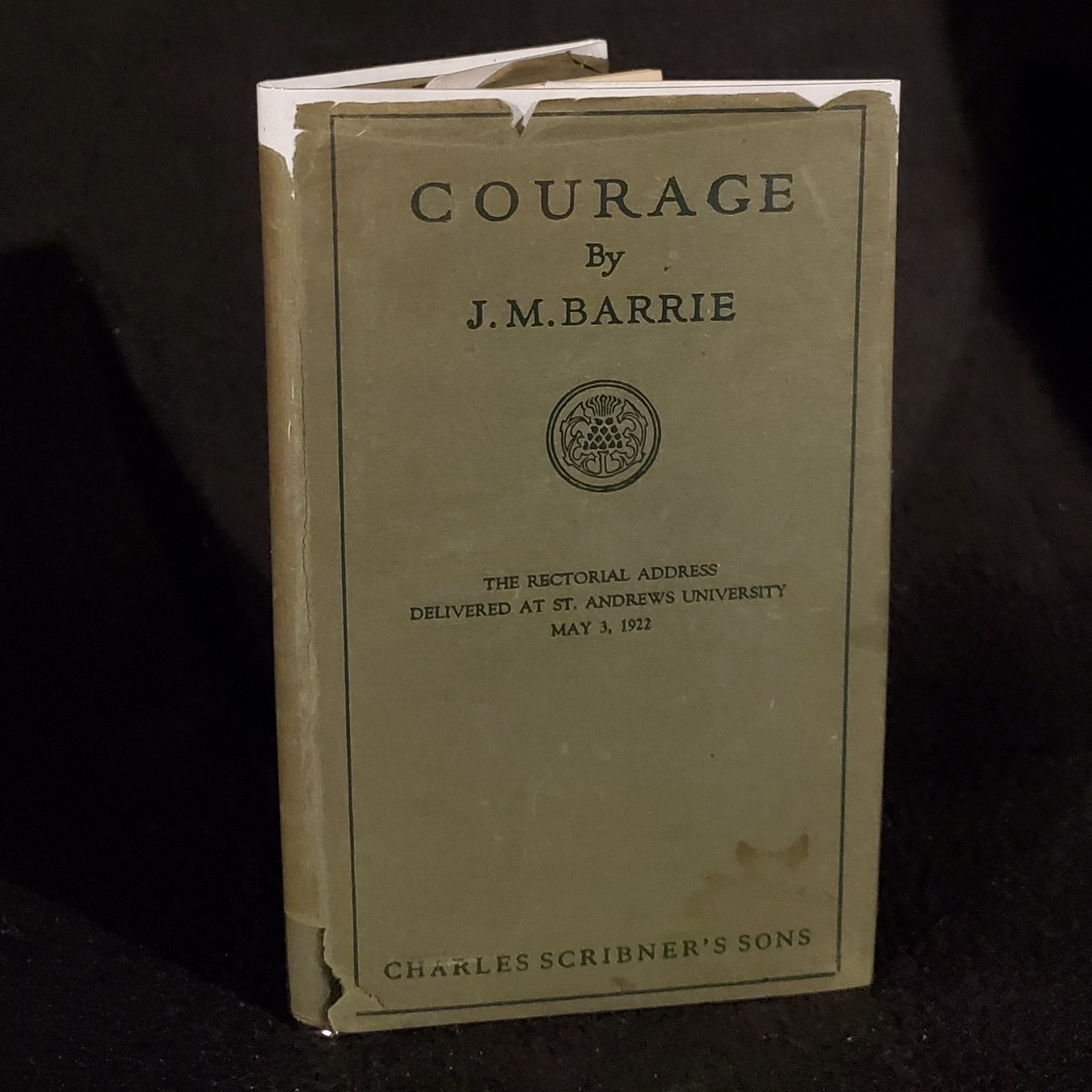 “Courage” by J.M. Barrie – 1923 Charles Scribner’s Sons Hardcover DJ Book