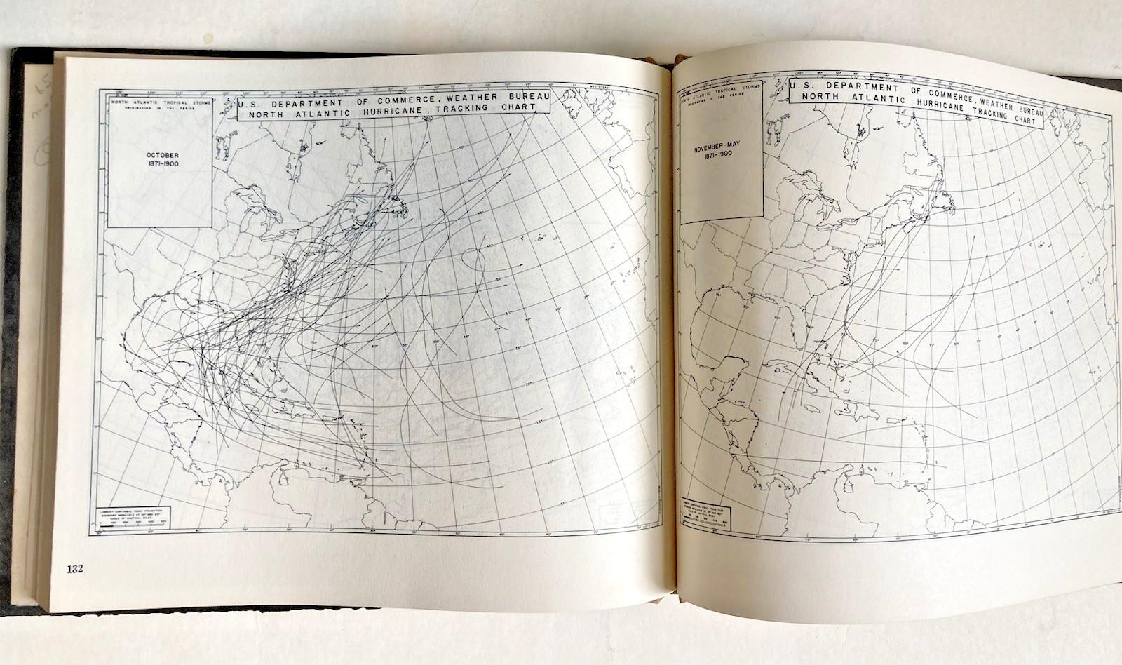 1965 Tropical Cyclones North Atlantic Ocean Hurricane Tracks 1871-1963 NOLA Libr