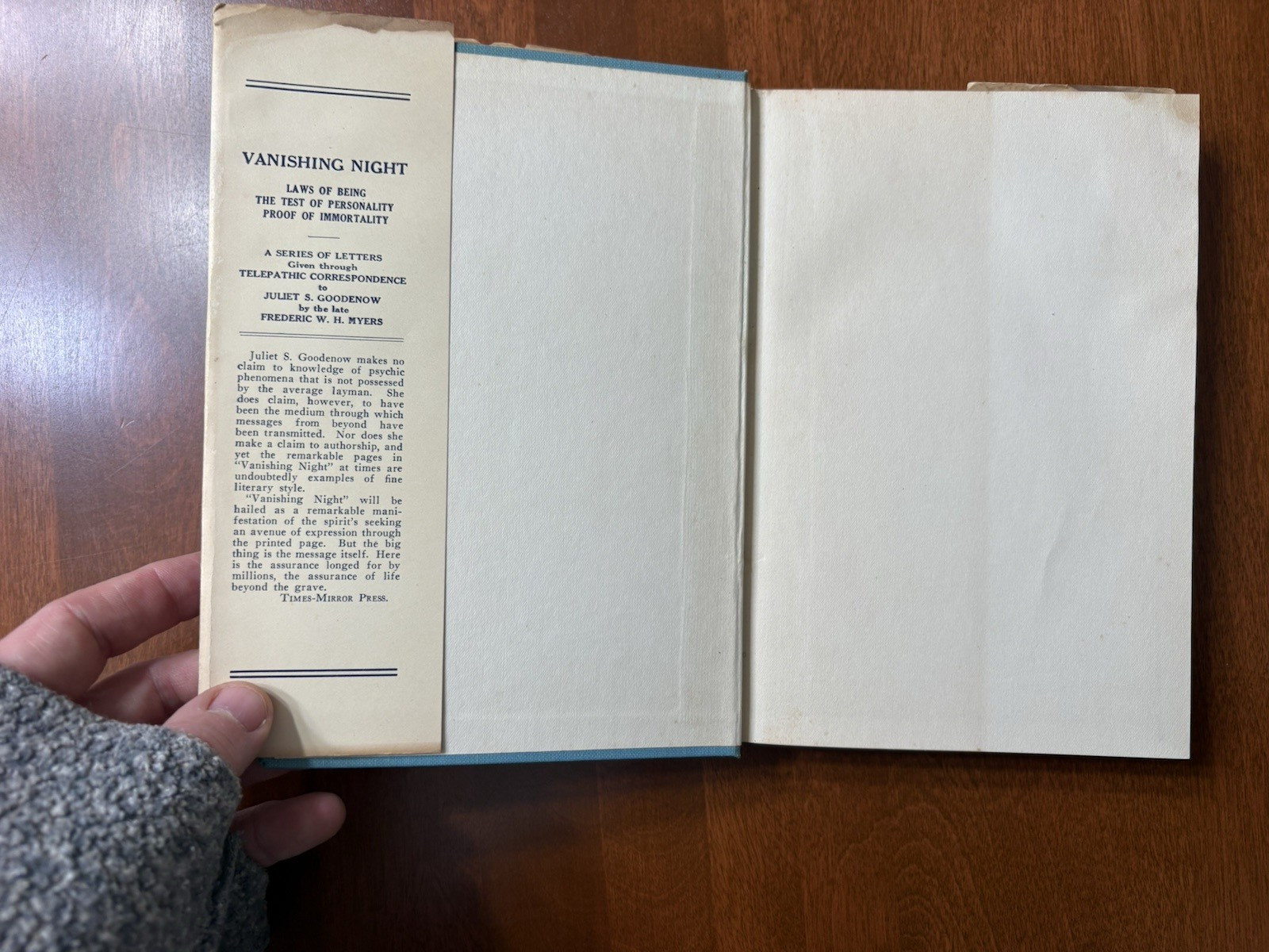 FIRST EDITION “Vanishing Night,” Juliet Goodenow, VG in jacket