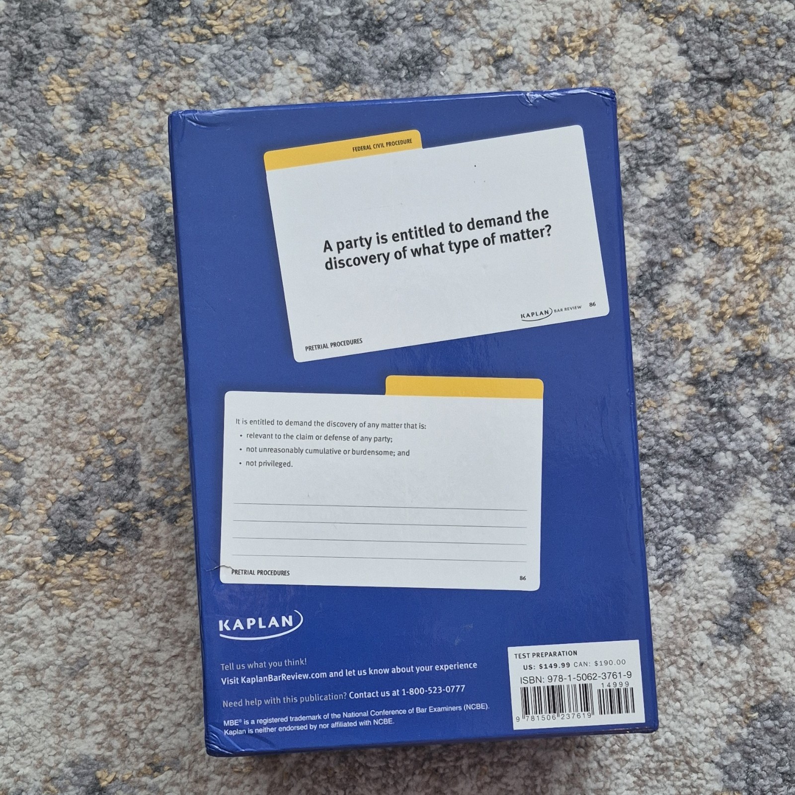 Kaplan Bar Review Bar Exam MBE Flashcards Color-Coded 700 Cards 2018