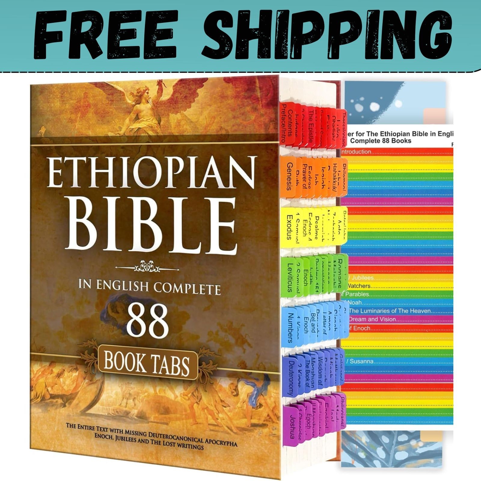 Index Tabs for the Ethiopian Bible in English Complete 88 Books.72 Color Coded L