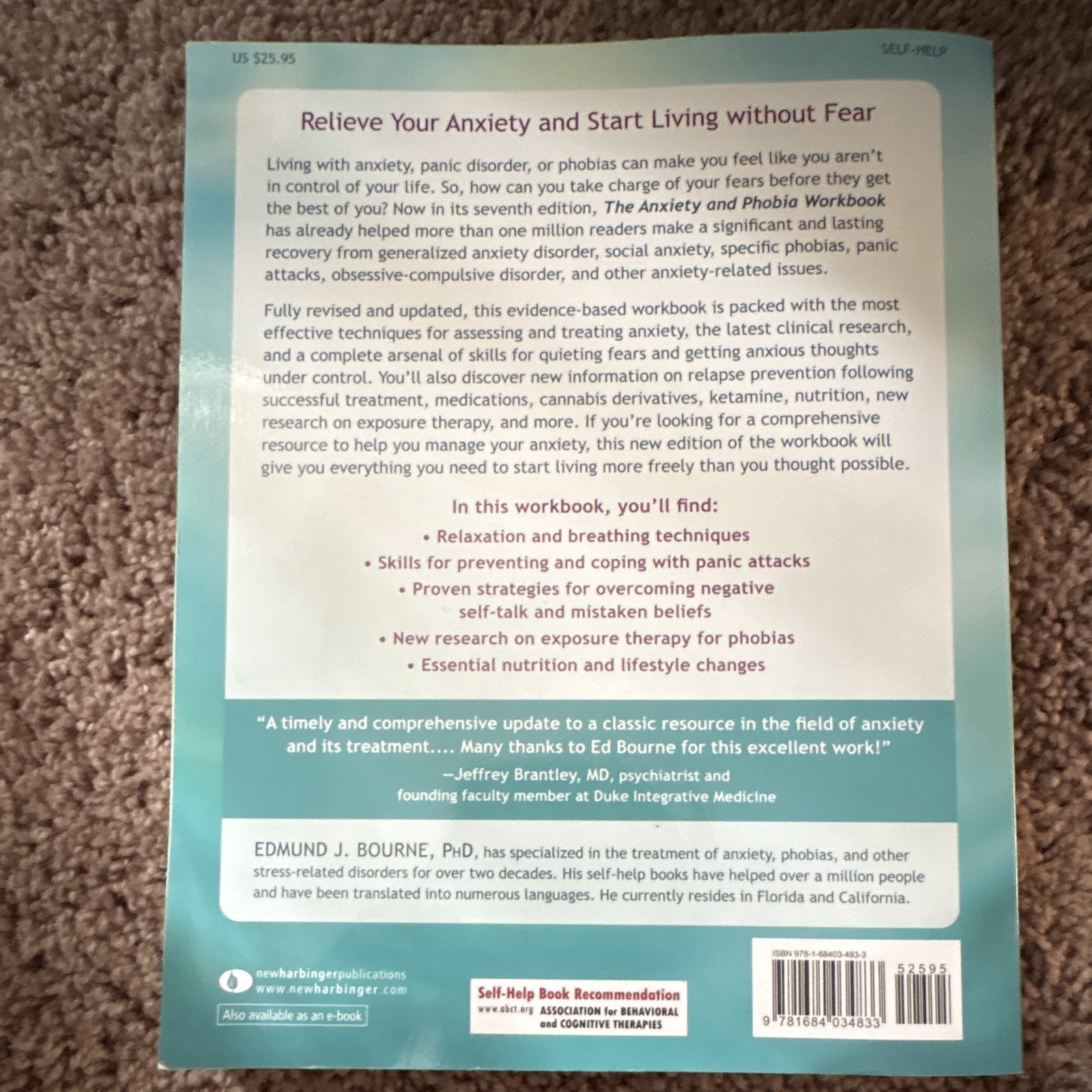 The Anxiety & Phobia Workbook 7th Ed Revised Updated – Edmund J. Bourne