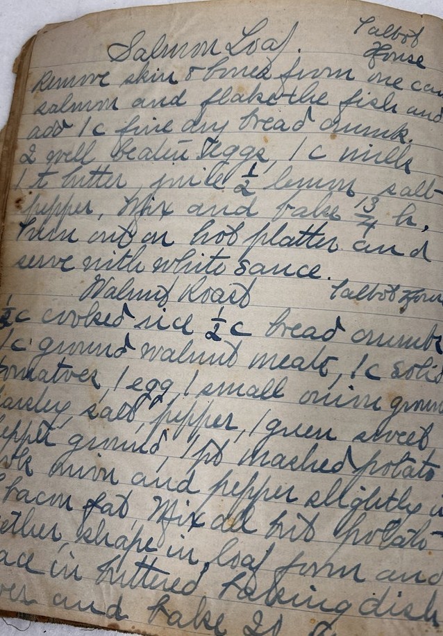antique cookbook hand written recipes 7 x 8.5 note book sewn pages original 1916
