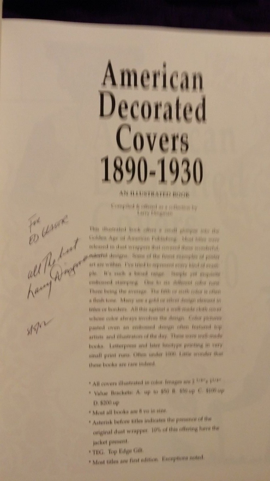 American Decorated Covers 1890-1930 by Larry Dingman 2002 SC SIGNED Scarce