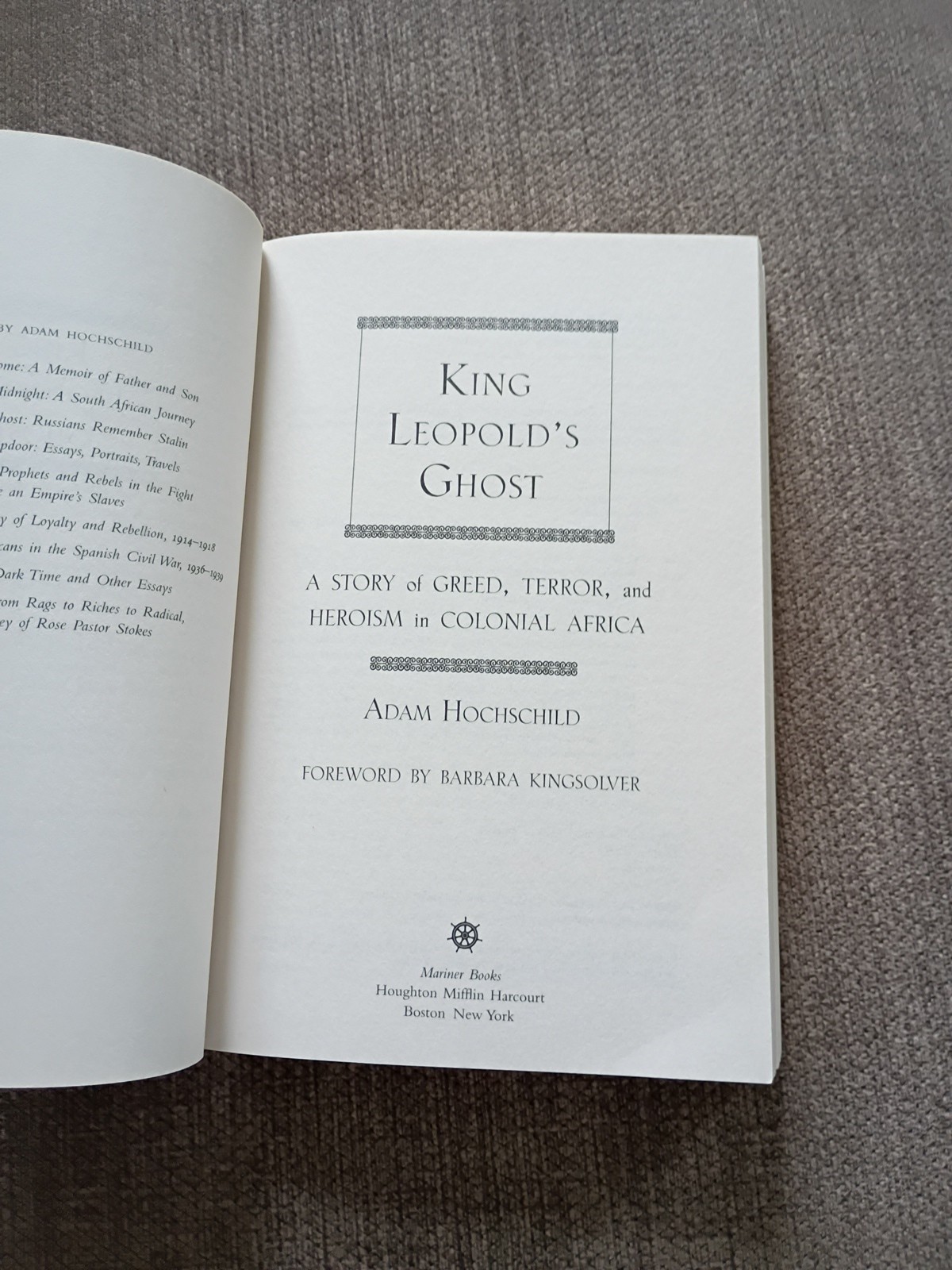 King Leopold’s Ghost, Adam Hochschild Paperback Mariner Books
