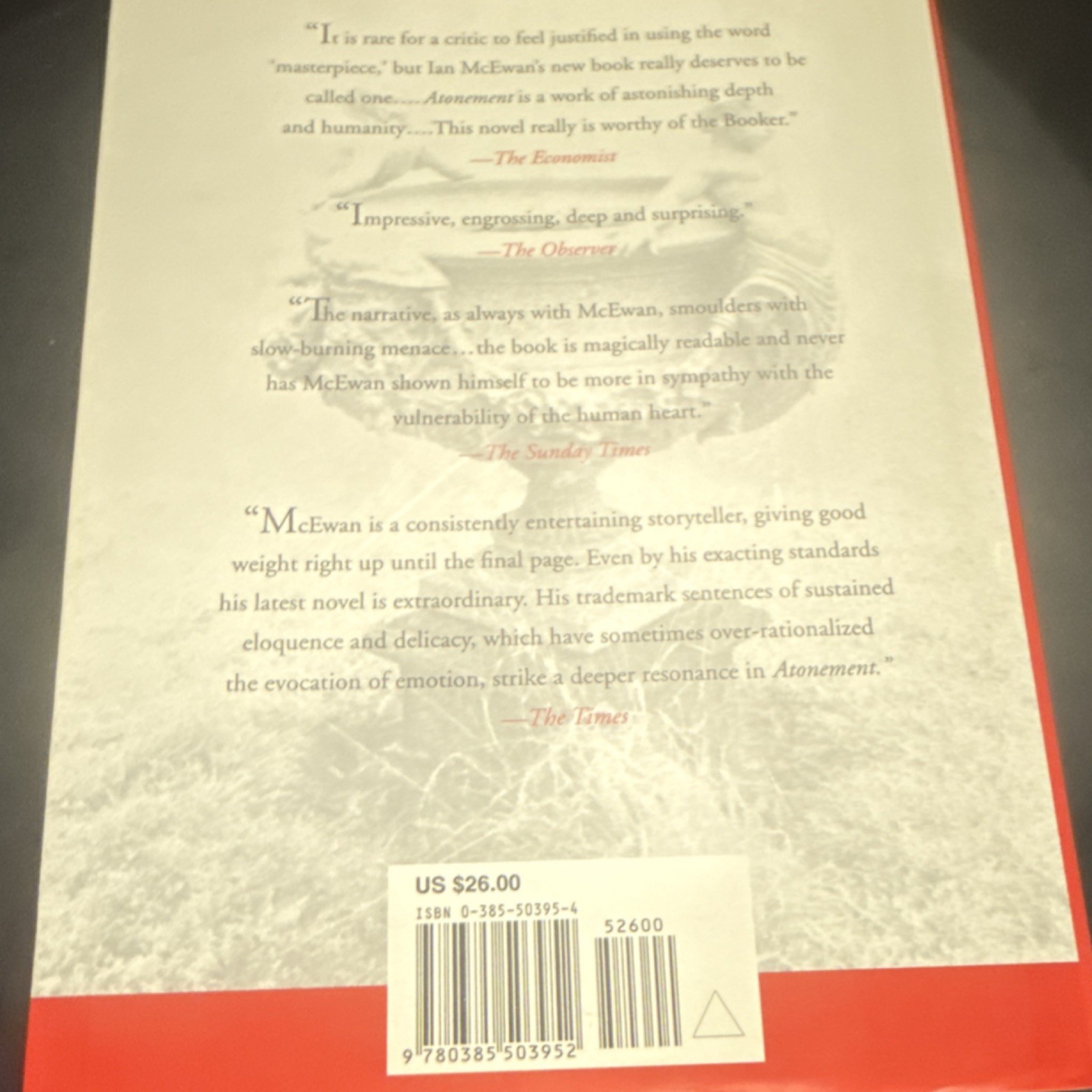 Ian McEwan Atonement Hardcover Nan A. Talese Doubleday Literary Fiction Novel