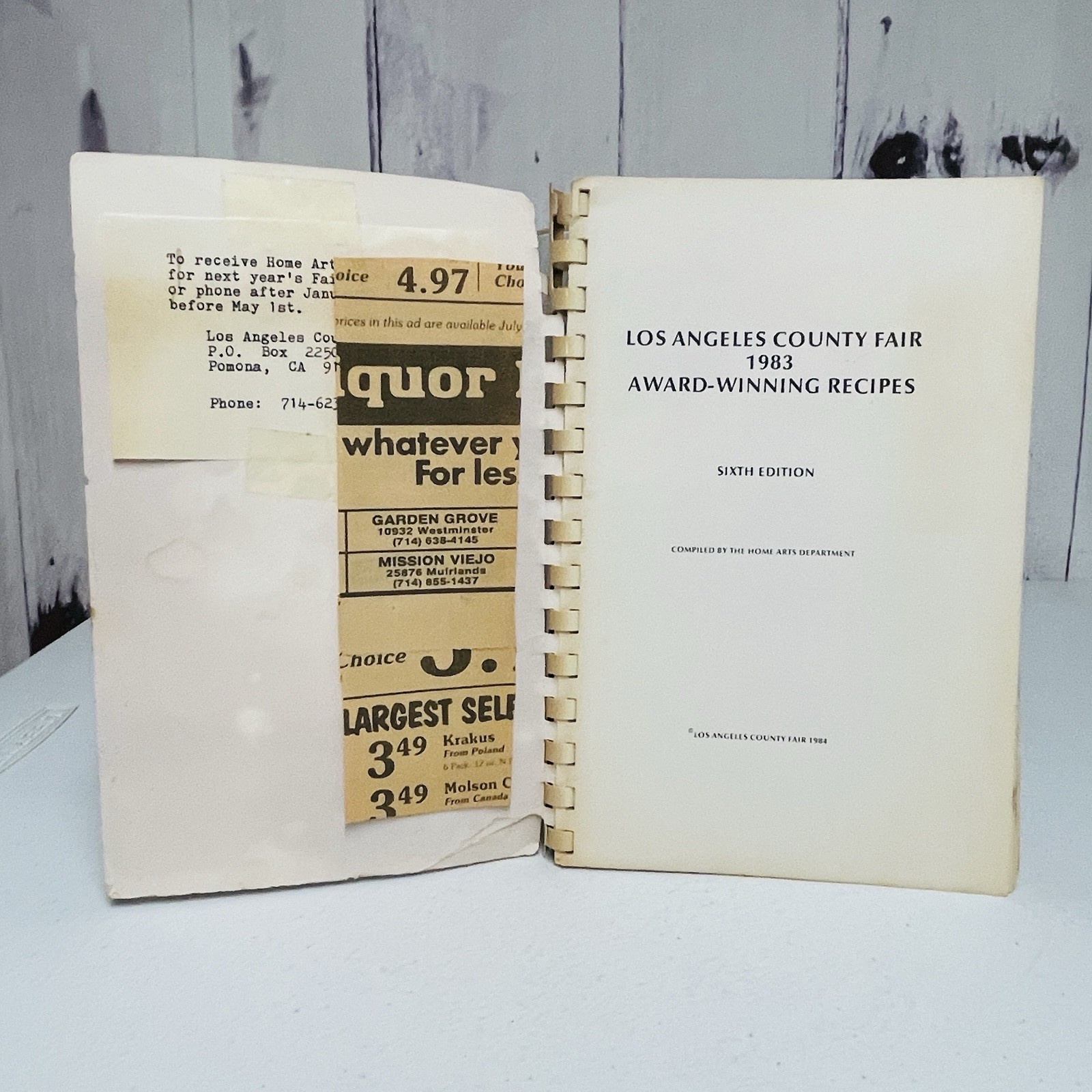 Vintage 1984 Cookbook Los Angeles County Fair Award Winning Recipes 220 Pages